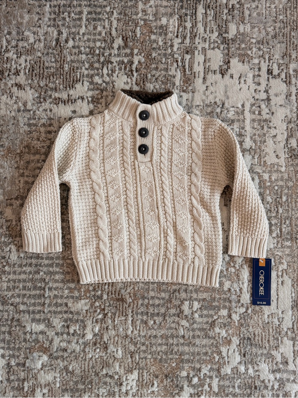 NWT Baby Boy Cherokee White Knit Sweater Size 18M NWT Infant Pullover Cozy